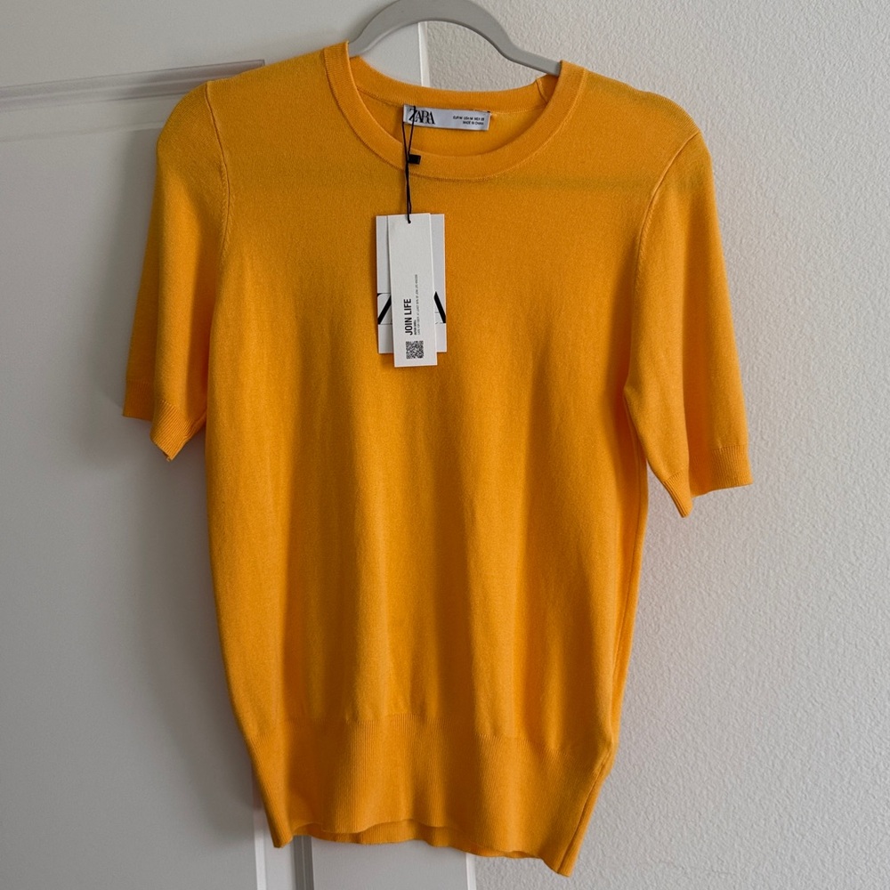 Zara Vibrant Orange Knit Top